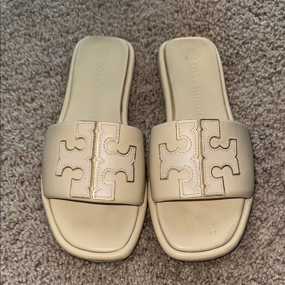 Tory Burch Cream Slide Sandals
